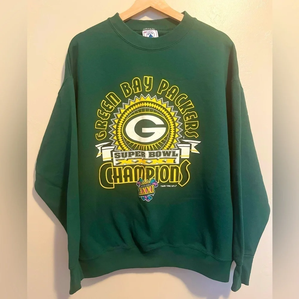 Vintage 90s Green Bay Packers Super Bowl XXXI Champions Sweatshirt XL NFL EUC!